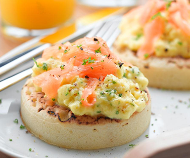 Poached Egg and Smoked Salmon Warburtons Crumpets