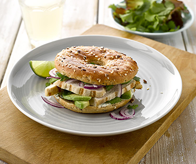 Zesty Chicken Protein Bagels made with Warburtons 4pk Protein Thin Bagels