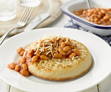 Warburtons Beans and Cheese on a Giant Crumpet