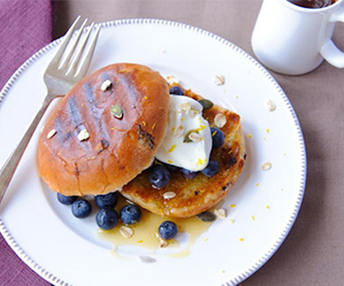 Blueberry and Lemon Yoghurt on Warburtons Teacakes