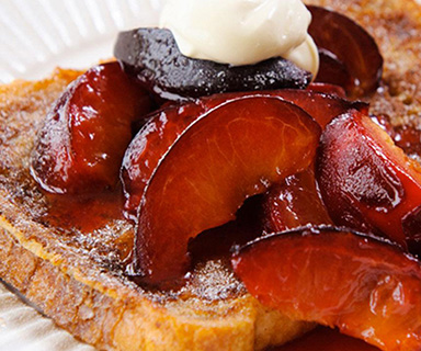 Warburtons Cinnamon Toast with Plums and Crème Fraîche