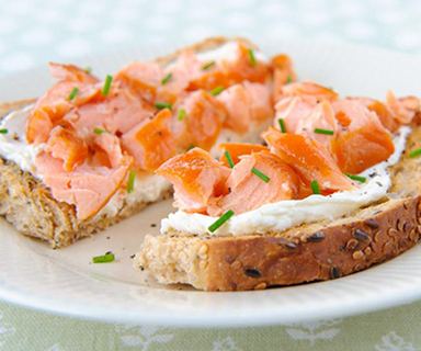 Warburtons Smoked Salmon and Cream Cheese Open Sandwich with Chives