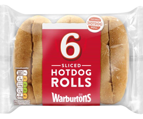 Warburtons 6 Hot Dog Rolls