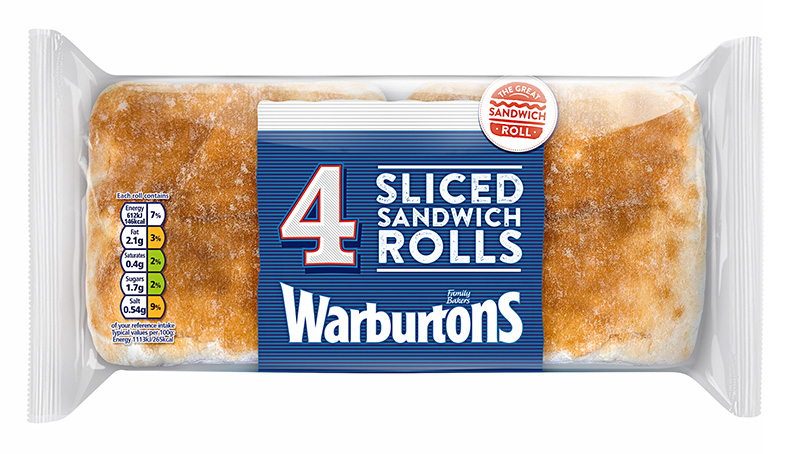Warburtons 4 Sliced White Sandwich Rolls