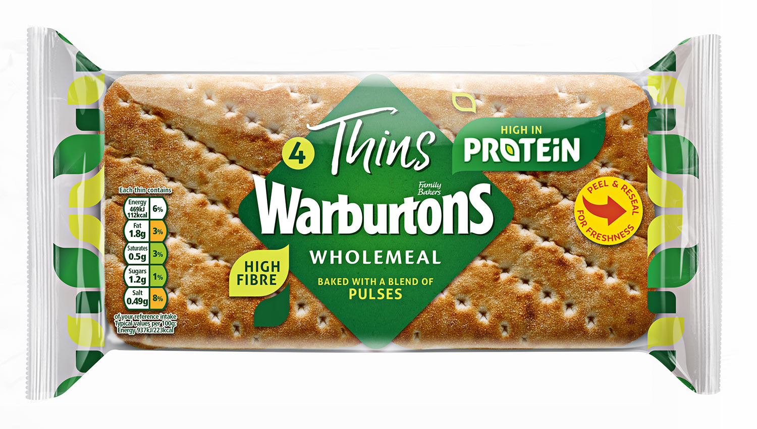 Warburtons 4 Wholemeal Thins with Protein