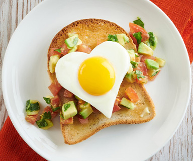 Heart Shaped Egg and Avocado Salsa on Warburtons Toast