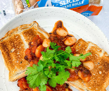 Homemade beans on rolls