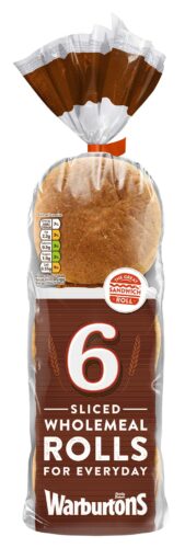 Warburtons 6 Sliced Wholemeal Rolls