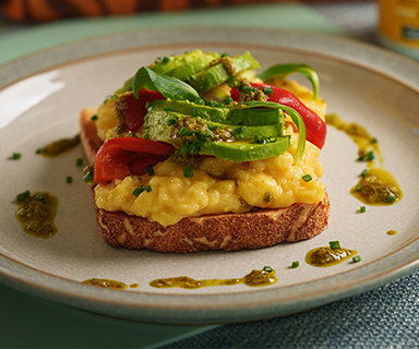 Vegan Scramble and Avocado on Warburtons Toast