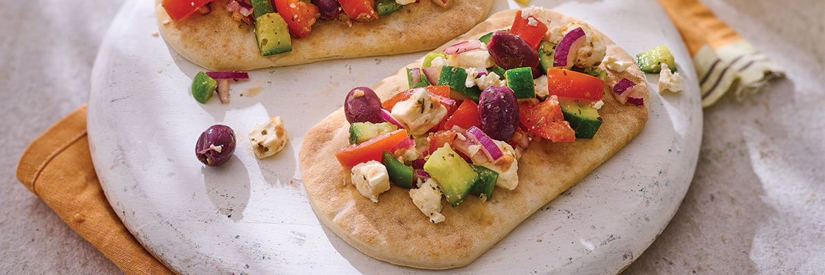 Warburtons Gluten Free Greek Salad Topped Pittas