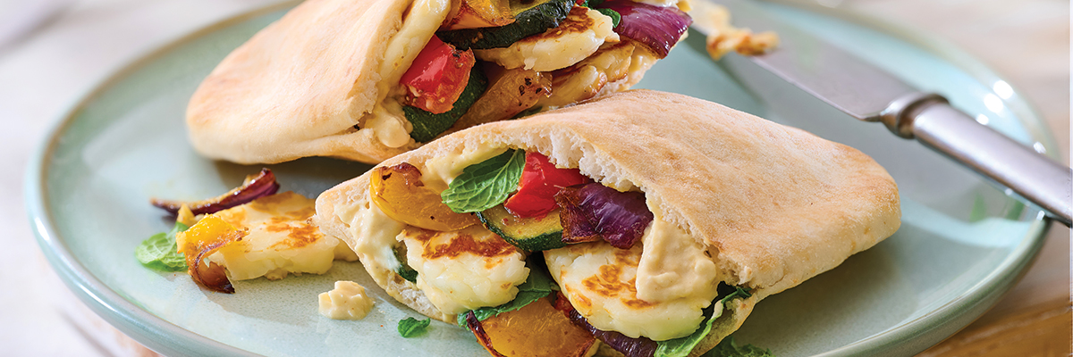 Warburtons Gluten Free Halloumi and Roasted Vegetable Pittas
