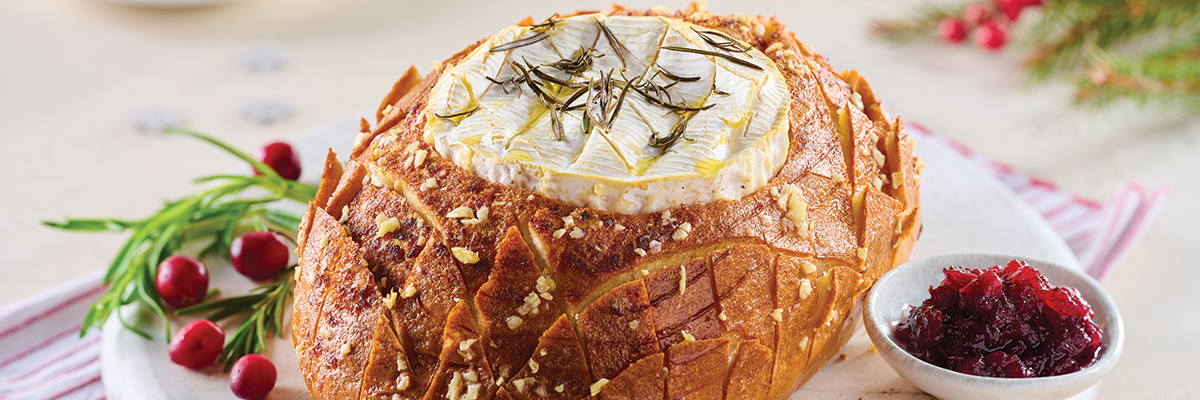 Warburtons Gluten Free Whole Baked Camembert Sharer in a Tiger Loaf