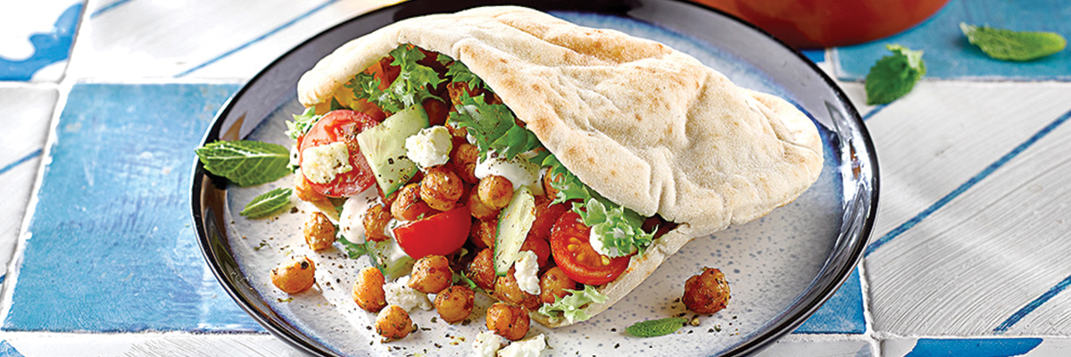 Warburtons Gluten Free Spicy Chickpea, Feta Cheese and Minty Salad Filled Pittas