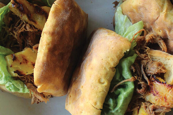 Warburtons Gluten Free BBQ Pulled Pork Brioche Rolls with Homemade Slaw and Charred Pineapple