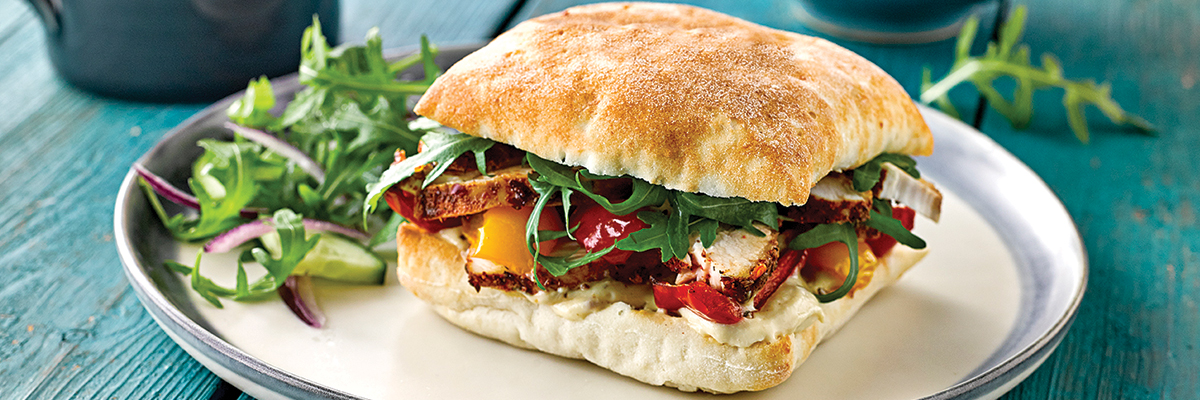 Warburtons Gluten Free Spiced Chicken, Houmous and Roast Pepper Rolls