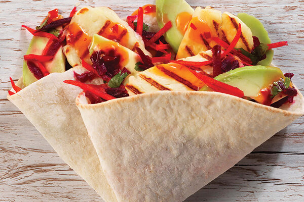 Warburtons Gluten Free Halloumi, Avocado and Beetroot Slaw Wraps